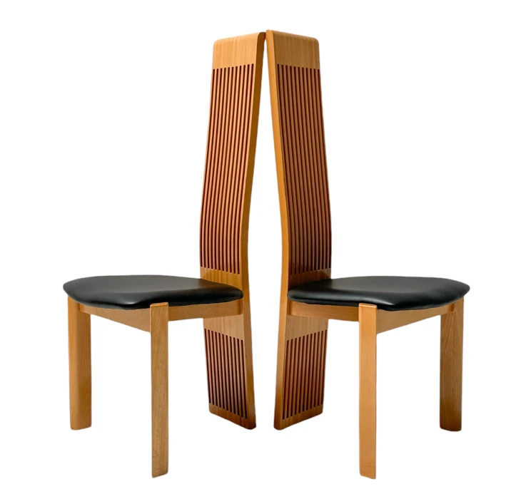 Post-Modern Slatted High Back Dining Room Chairs by Pietro Costantini, 1980s
